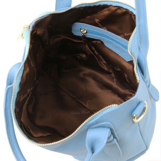 light blue leather bag