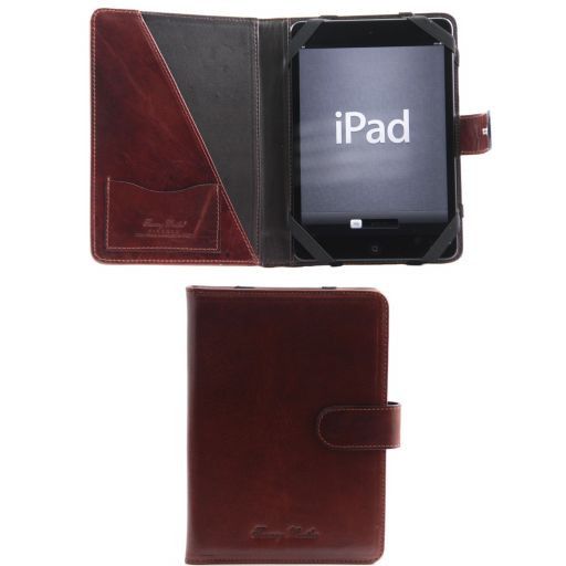 Leather IPad Mini 4 Case With Snap Button Brown TL141171