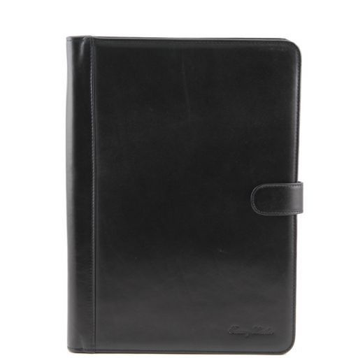 Adriano Leather Document Case With Button Closure Black TL141203