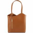 Patty Saffiano Leather Convertible Backpack Shoulderbag Cognac TL141455