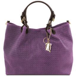 TL KeyLuck Sac shopping TL SMART en cuir imprimé tressé - Grand modèle Violet TL141568
