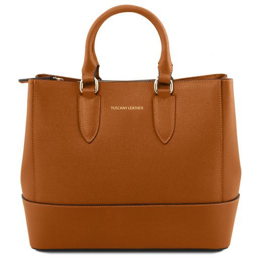 cognac leather handbag