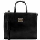 Palermo Leather Briefcase 3 Compartments for Women Black TL141343