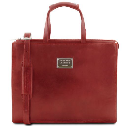 Palermo Leather Briefcase 3 Compartments for Woman Красный TL141343
