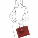 Palermo Leather Briefcase 3 Compartments for Women Red TL141343