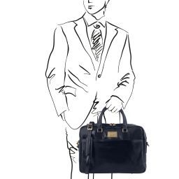 Urbino Кожаный портфель для ноутбука с передним карманом Темно-синий TL141799