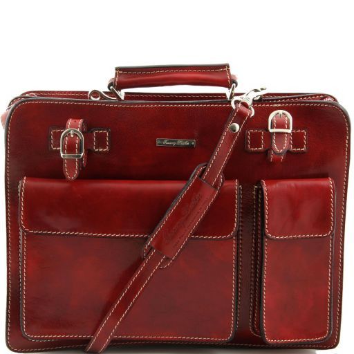 Venezia Leather Briefcase 2 Compartments Red TL10020
