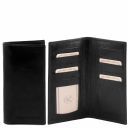 Exclusive Vertical 2 Fold Leather Wallet Black TL140784