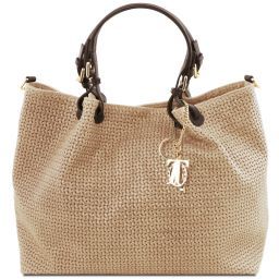 TL KeyLuck Bolso shopping TL SMART en piel imprimida tejida - Tamaño grande Beige TL141568