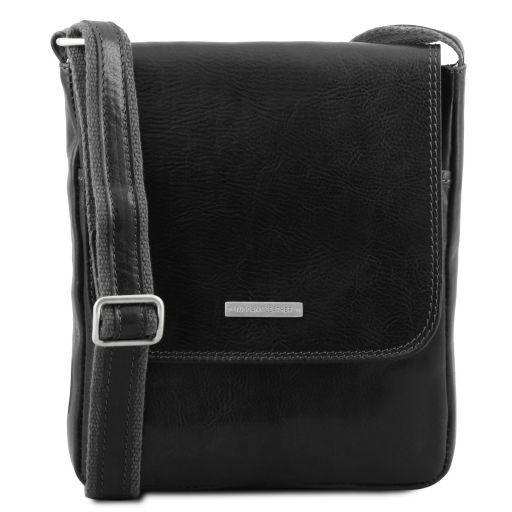 John Leather Crossbody bag for men With Front zip Black TL141408
