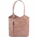 Patty Leather convertible bag with floral pattern Nude TL141676