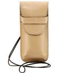 Esclusivo portaocchiali/Smartphone/porta orologio a tracolla in pelle Beige TL141282