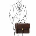 Assisi Leather Briefcase 3 Compartments Dark Brown TL141825