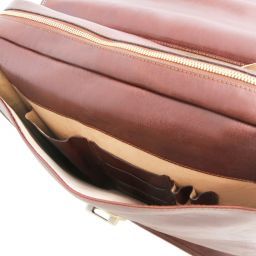 Vernazza Leather briefcase with Laptop compartment 3 compartments Black TL141354