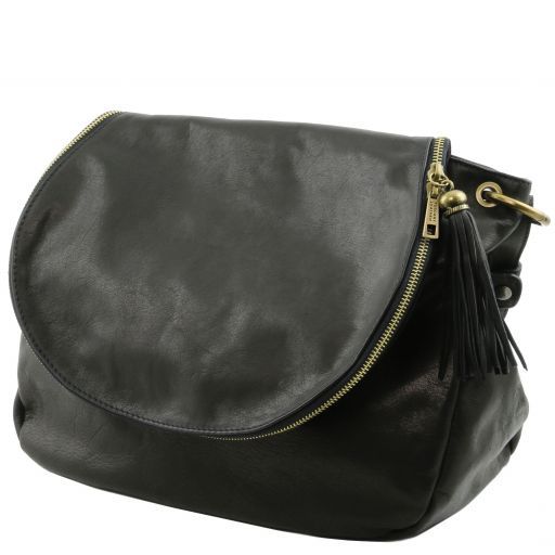 black soft leather bag