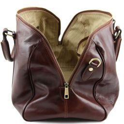 TL Voyager Maleta de viaje en piel con bolsillo en la parte trasera - Modelo pequeño Marrón oscuro TL141250