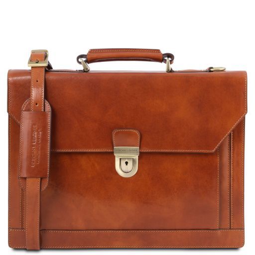 Cremona Leather Briefcase 3 Compartments Мед TL141732
