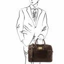 Urbino Leather Laptop Briefcase 2 Compartments With Front Pocket Dark Brown TL141894