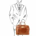 Urbino Leather Laptop Briefcase 2 Compartments With Front Pocket Honey TL141894