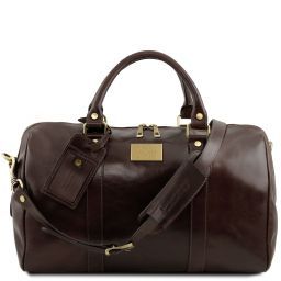 TL Voyager Reisetasche aus Leder mit Fach auf der Rückseite - Klein Dunkelbraun TL141250