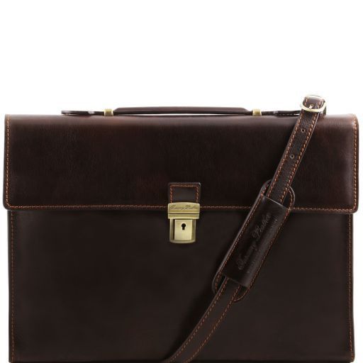 Como Кожаный портфель для документов Темно-коричневый TL141385