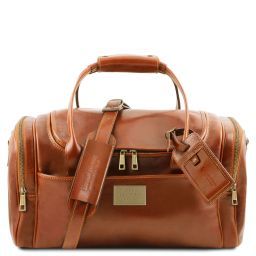 TL Voyager Borsone viaggio in pelle con tasche laterali - Misura piccola Miele TL141441