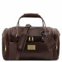 TL Voyager Reisetasche aus Leder mit 2 Reissverschluss Seitentaschen - Klein Dunkelbraun TL141441