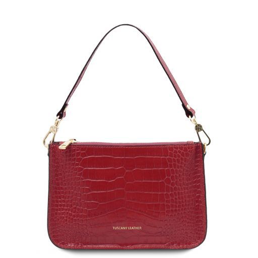 red croc clutch bag