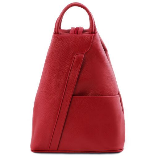 Shanghai Rucksack Tropfendesign aus Weichem Leder Lipstick Rot TL141881