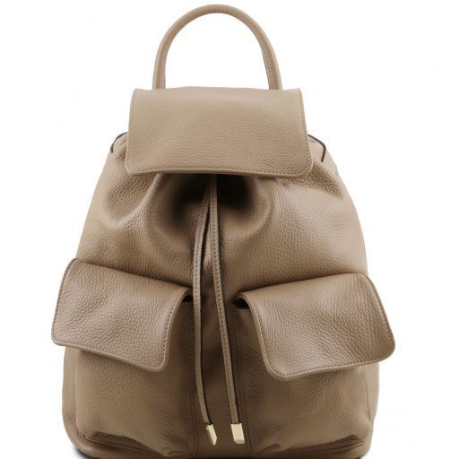 Sapporo Soft Leather Backpack for Women Light Taupe TL141421