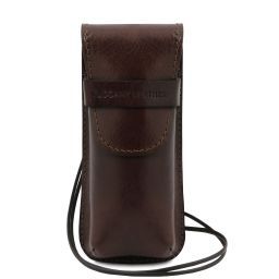 Exclusive Leather Crossbody Case for Glasses Dark Brown TL141282