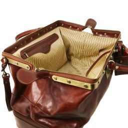 Siviglia Borsa da viaggio in pelle con doppio fondo e due ruote Miele TL141451