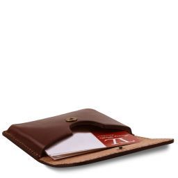 Porta Tarjetas de Visita en Piel Marrón oscuro TL141378