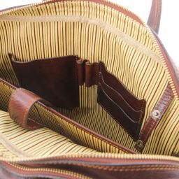Urbino Cartella in pelle porta computer a 2 scomparti con tasca frontale Miele TL141894