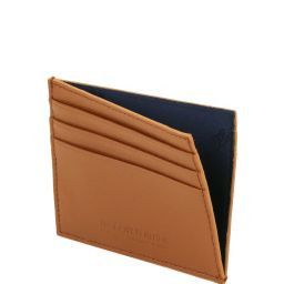 Elegante porta tarjetas de credito en piel Saffiano Marrón oscuro TL141493