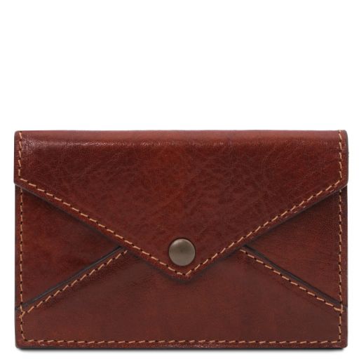 Leather Business Card / Credit Card Holder Brown TL142036