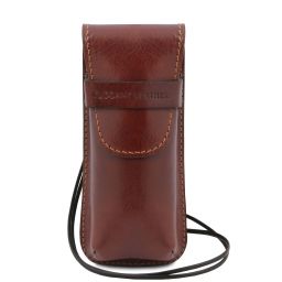 Exclusive Leather Crossbody Case for Glasses Brown TL141282