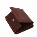 Exclusive Leather Wallet With Coin Pocket Dark Brown TL142059