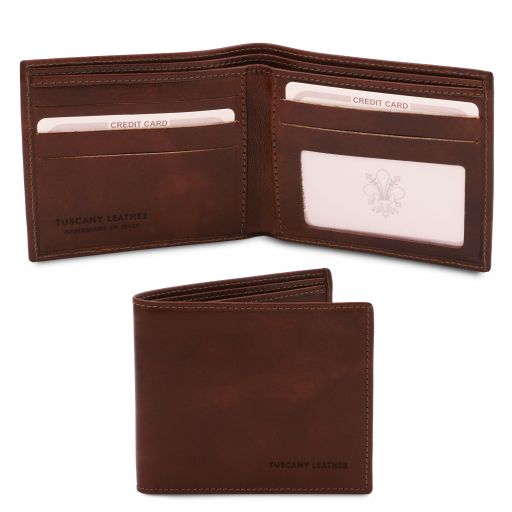 Exclusive 2 Fold Leather Wallet for men Темно-коричневый TL142056