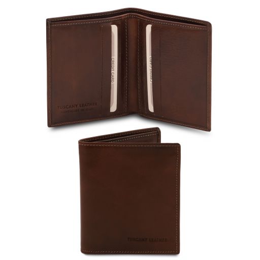 Exclusive 2 Fold Leather Wallet for men Темно-коричневый TL142064