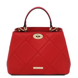 TL Bag Handtasche aus weichem Leder im Steppdesign Lipstick Rot TL142132