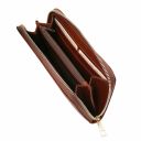 Exclusive zip Around Leather Wallet Brown TL141206
