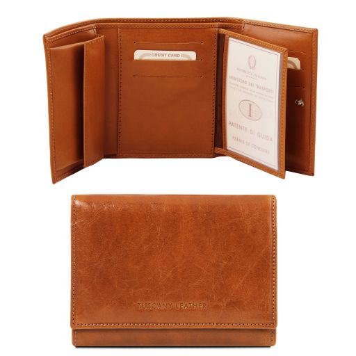 Exklusive Damenbrieftasche aus Leder mit Ausweisfach Honig TL140790