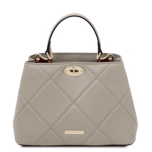 TL Bag Soft Quilted Leather Handbag Grey TL142132