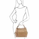 Ambrosia Soft leather shopping bag with shoulder strap Champagne TL142143