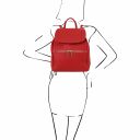 Elba Soft Leather Backpack for Women and 3 Fold Leather Wallet With Coin Pocket Lipstick Red TL142153