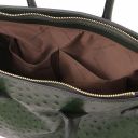 TL Bag Bolso de Mano en Piel Estampada Efecto de Avestruz Verde Oscuro TL142120