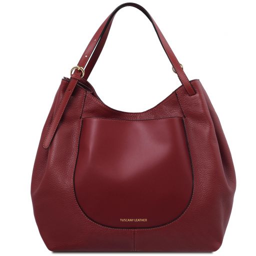 Cinzia Shopping Tasche aus Weichem Leder Rot TL142144
