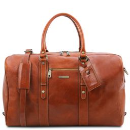 TL Voyager Leather travel bag with front pocket Honey TL142140