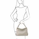 TL Bag Handtasche aus Weichem Leder Light grey TL142087